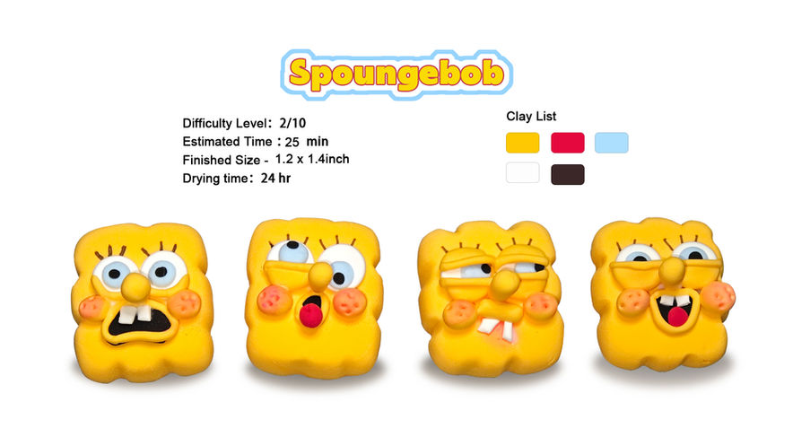 SpongeBob CoolorCat Air Dry Clay Step by Step Tutorial